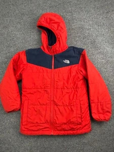 The North Face Puffer Jacket Boys M Red Reversible Fu Zip Fleece Lined - Picture 1 of 10