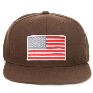 Youth Kid Size Red Grey American Flag Patch Flat Bill Baseball Cap - FREESHIP - Picture 1 of 21