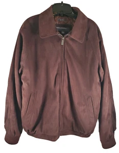Perry Ellis Portfolio Men's Brown Faux Suede Bomber Jacket Large - Picture 1 of 3
