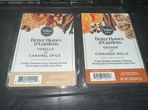2-5oz PACKS-Better Homes & Gardens ORANGE CINNAMON ROLLS + VANILLA CARAMEL Wax - Picture 1 of 4