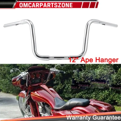 Manillar de barra de 12" Ape Hanger 1-1/4" para Harley Touring Road King Classic FLHRC Foto 1 de 4