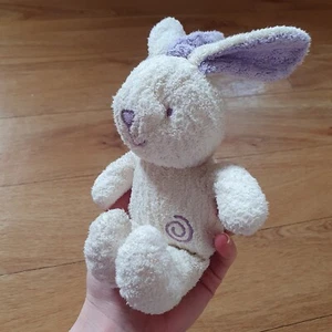 Mothercare Small Bunny Rabbit Soft Toy Plush Rattle Pram Hanging Purple Ears - Picture 1 of 16