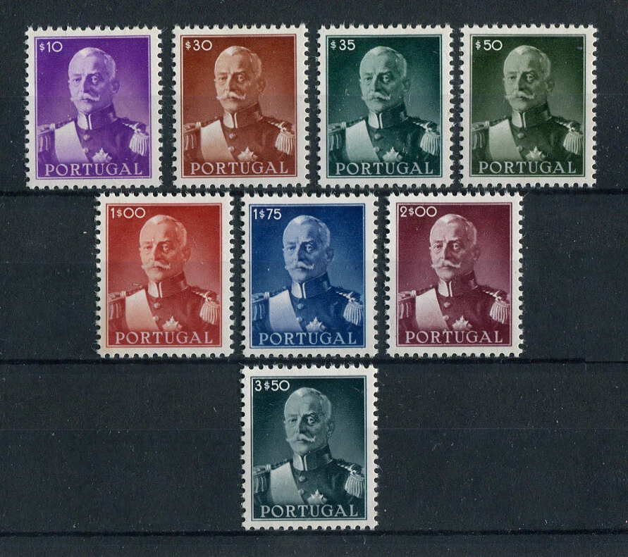 Portugal 1945 PRESIDENT CARMONA #652a/659a (STAMPS FROM THE BLOCK)  set MNH, FVF - Image 1 of 1