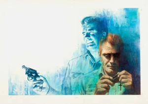 Birney Lettick - Sträfling Taschenbuch Cover Original Gemälde Kunst (ca. 1960er) EX - Bild 1 von 5