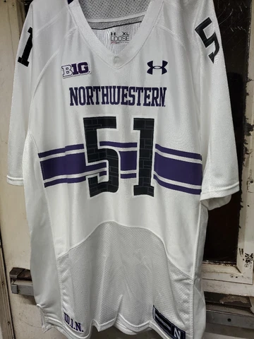 Under Armour NCAA Northwestern Wildcats Pat Fitzgerald #51 Football Jersey NWOT Cover