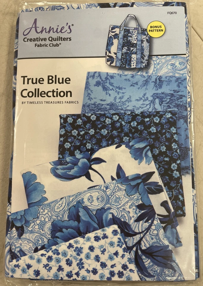 Paquete de tela Annie's Creative Quilters + patrón, colección True Blue FQ070 nuevo Foto 1 de 4