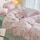 100% Cotton Bedding Set Full Bed Fitting Sheet Princess LaceFloral Plaid Striped