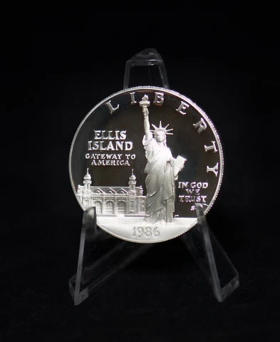 1986 S Ellis Island 90% Silver Dollar Gem Proof US Mint Set Commemorative Coin Cover