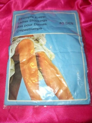 VINTAGE 40 den Straps Strümpfe Feinstrümpfe Gr. II braun Damenstrümpfe Bas OVP - Bild 1 von 2