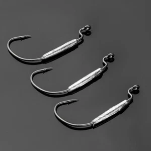 20pcs Weighted Wide Gap Offset Worm Hooks 1/0-5/0# Weedless Soft Lures Bait Hook - Picture 1 of 21
