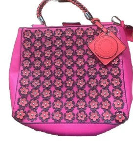 Hot Pink Floral Catherine Malandrino Handbag Crossbody Purse Tote Satchel NWT - Picture 1 of 9
