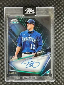 Evan White RC - 2021 Topps Chrome Black #CBA-EW - GREEN Refractor AUTO SP SN /99 - Picture 1 of 2