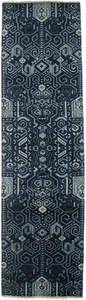 Handmade Contemporary Runner Rug Modern Dark Navy & Gray Design Carpet 3X10 ft - Picture 1 of 14