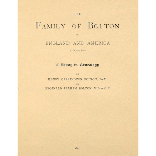 The Family of Bolton in England and America 1100 -- 1894 | eBay