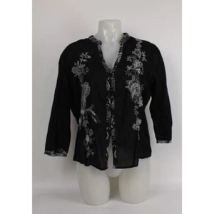 Womens Per Una GD25 Blouse Size 14 UK Shirt 3/4 Sleeves M&S Embroidered Article - Picture 1 of 10