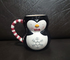 FETTES GESICHT Neuheit Keramik Pinguin Weihnachtstasse Schneeflocke/Süßigkeitenstock H. 11 cm