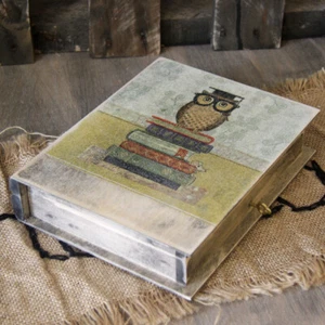 Vintage Book Safe Country House Shabby Book Safe Book Wooden Box Wedding Handmade - Picture 1 of 3