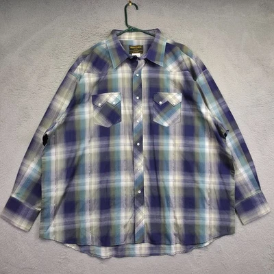 Camisa Rustler Wrangler Para Hombres 3XL Verde Púrpura Perla A Presión Vaquero Occidental NUEVA Foto 1 de 4