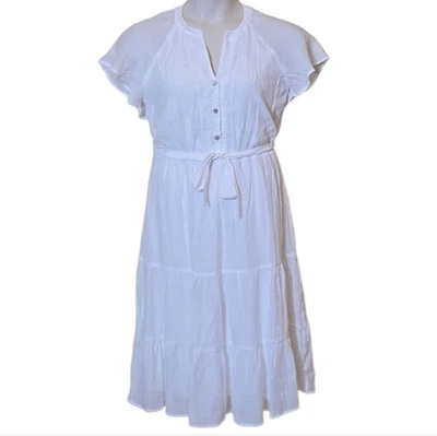 Vestido Luxology Blanco Campesino Midi Talla Mediana Encaje Cottagecore Minimalista Foto 1 de 4