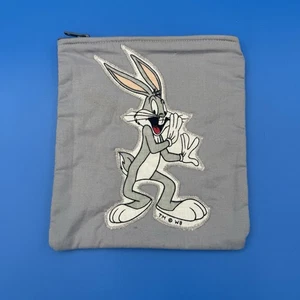 Looney Tunes Bugs Bunny Gray Zipper Pouch Bag Cartoon Graphic - Picture 1 of 7
