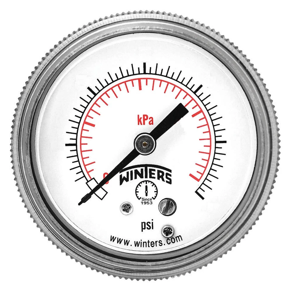 WINTERS P9S901464 Pressure Gauge,3-1/2" Dial Size,Black 491F26 - Image 1 of 1