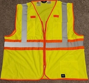 Key Work Wear High Visibility ANSI/ISEA Class 2 Safety Vest Multi Pocket Zipper - Picture 1 of 8