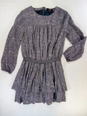 Imoga Girls Size 8 Tiered Chiffon Dress – Floral Ruffle, Long Sleeve, Lined - Image 1 of 4