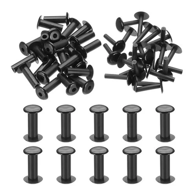 M5*15mm Plastic Binding Post 24 Sets Chicago Screws Rivet Black Press-on Buckle Foto 1 de 4