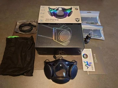 RAZER ZEPHYR Air Purifier Transparent RGB Wearable Air Purifier Mask w/Box Used - Image 1 of 4