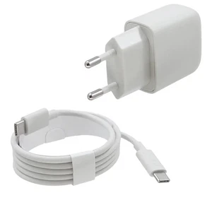 Enchufe Cargador Rápido, 5V/2A, USB-C, Blanco, con Cable USB-C Ambos Lados - Imagen 1 de 3