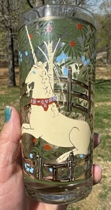 JUEGO DE 6 GAFAS UNICORNIO GEMA Vintage años 70 Unicornio en Cautiverio Highball Unicornio - Imagen 1 de 8