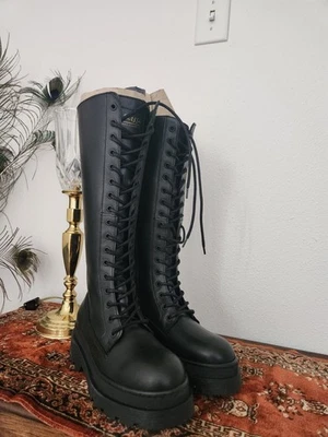 Botas de combate de cuero Scotch & Soda talla 7 para mujer con cordones Foto 1 de 4