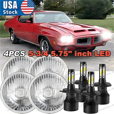 4 peças Fit Pontiac GTO firebird 1964-1972 5,75" polegadas faróis de LED HI/LO branco - Imagem 1 de 4