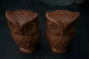 Vintage Keramik Braun Eule Salz und Pfefferstreuer 3”H x 2”B - Bild 1 von 5
