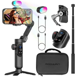 Professional 3-Axis Gimbal Stabilizer for Smartphone w/RGB Fill Light Extensi... - Picture 1 of 8