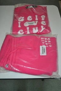 Fashion Nova, Self Love Club Hoodie and Wide Leg Sweatpants, 1X, Pink - Picture 1 of 10