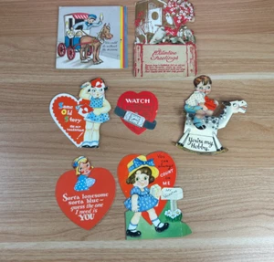 7 Vintage Valentine Card Mechanical Die Cut USA Ephemera Junk Journal - Picture 1 of 24