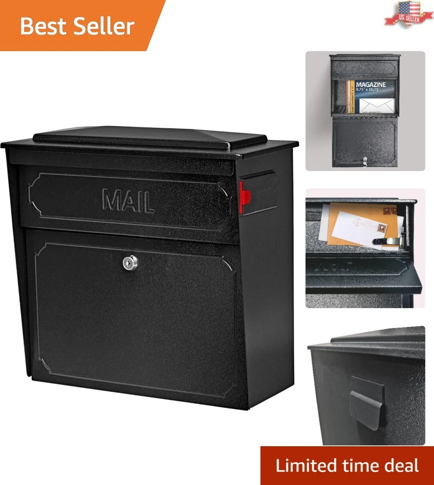 Mailbox 15.8in 16.1in 7-1/2in EPOCH DESIGN LLC Wall Mount 7172 Black