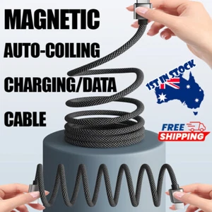 Fast Charger Cable Cord USB Magnetic Recoil 65W 480Mbps USB-C iPhone Android PD - Picture 1 of 14