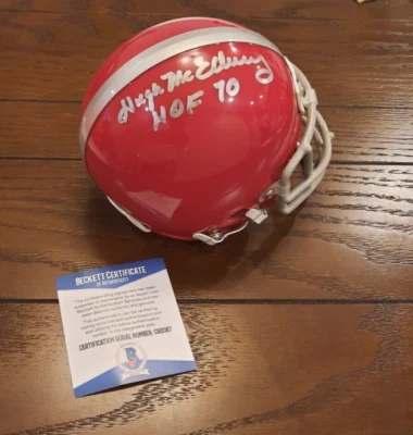 Minicasco firmado por Hugh McElhenny de los 49ers de San Francisco Salón de la fama 70 Beckett BAS Automático Foto 1 de 2