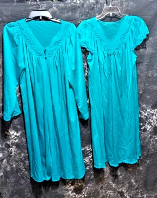 Juego de 2 batas y batas de nailon vintage Shadowline Teal - mediano Foto 1 de 4