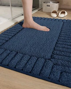 Small Bath Rugs Non Slip Washable- 16"x24" Absorbent Navy Blue Bathroom Rugs ... - Picture 1 of 7