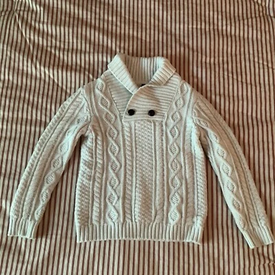 Janie Jack Cable Knit Sweater Ivory White Size 2T Kids Button  - Image 1 of 4
