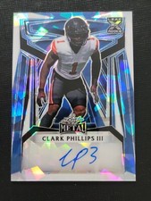 Clark Phillips III 2023 Leaf Metal Blue Crystals Auto 1/6 BA-CP3 Football Card 