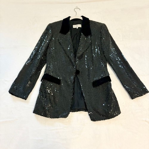 Giacca Valentino Miss V nera con paillettes blazer sera formale festa taglia 42 8