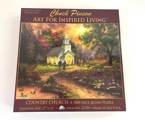 COUNTRY CHURCH - SunsOut von Chuck Pinson 1000 übergroße Teile Puzzle neu versiegelt - Bild 1 von 4