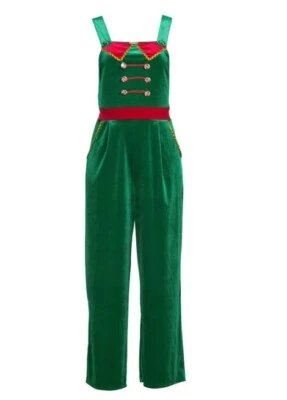 Mono Feo Navidad Terciopelo Verde Dorado Talla L (11-13) Junior Elf Foto 1 de 4