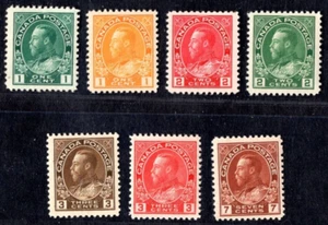 CANADA 1912 KING GEORGE V SCOTT #104, 105, 106, 107, 108, 109, 113 MINT NH - Picture 1 of 2