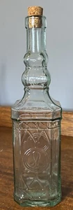 Beautiful Vintage Square Light Green Bottle Made In Italy 12” Tall - Picture 1 of 7