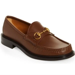 Gucci Calfskin Leather Slip-on Horsebit Loafers in Brown Sugar Size UK 8.5 - Picture 1 of 11